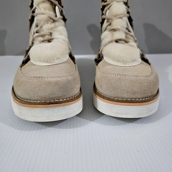 Cole Haan ZeroGrand Luxe Ankle Boot Womens 10 Ivory Suede Water Resistant Hiker - Picture 6 of 14